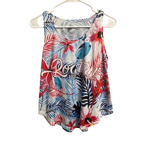 Roatan Honduras Tropical Print Palm Tree Tank Size Medium - Picture 10 of 10